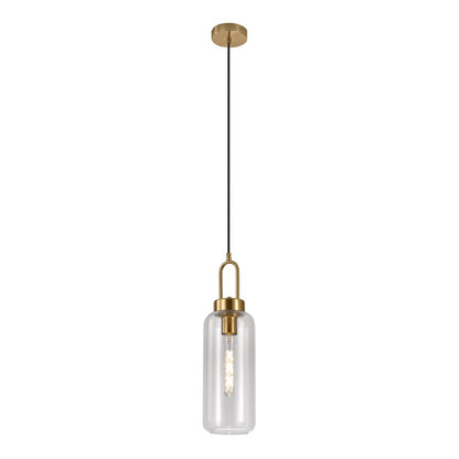 Pendentif Luton - Laiton, Verre Transparent, Ø13 cm, Cordage de tissu 150 cm