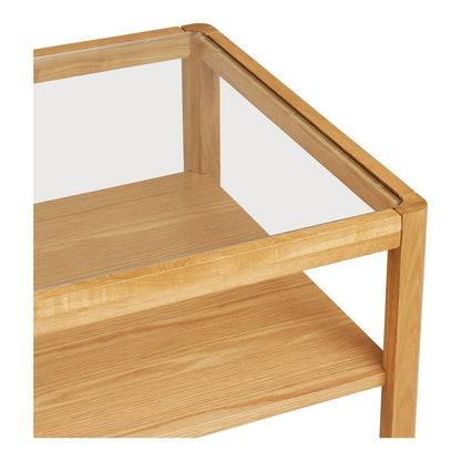 Lourmarin Coffee table, oak/oak veneer/tempered glass, natural, 110x60x45 cm