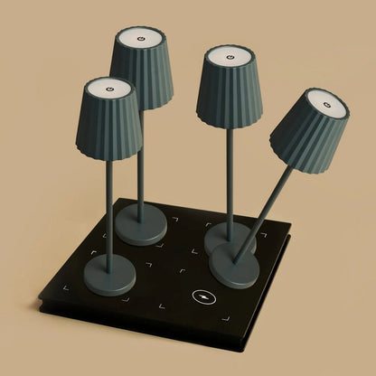 Combi Set Professional | 4 x Maya Stone Grey Rechargeable Table Lamps & 1 x AmstelCharging Station