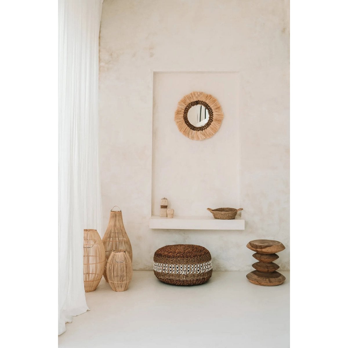 Rattan Pendant Light - Natural Bell Shape Small - Zuri
