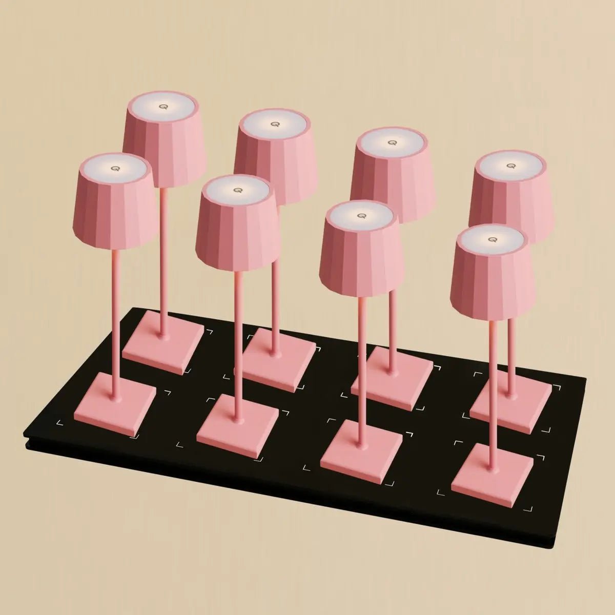 Combi Set Professional | 8 x Wouter Flamingo Pink Rechargeable Table Lamps & 1 x Central Station Charging Station
