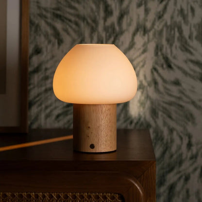 Fynn Light Brown Wooden Lamp | Rechargeable, Dimmable & Stylish