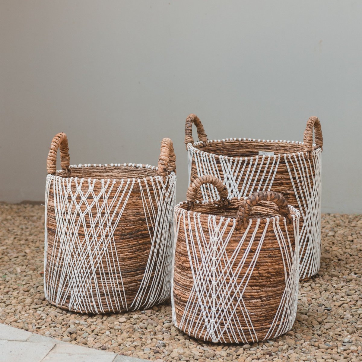 Banana Fiber Storage Basket – Handwoven Laundry or Plant Basket