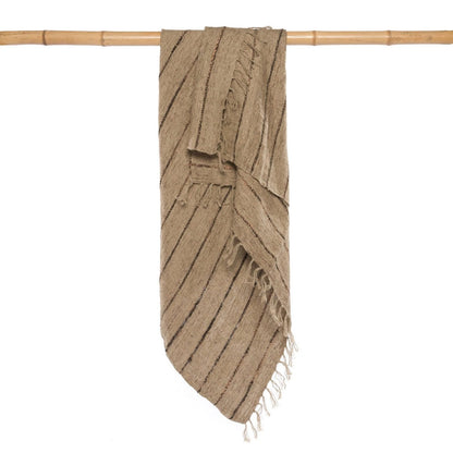 Cotton Throw Blanket - Beige Black Plaid