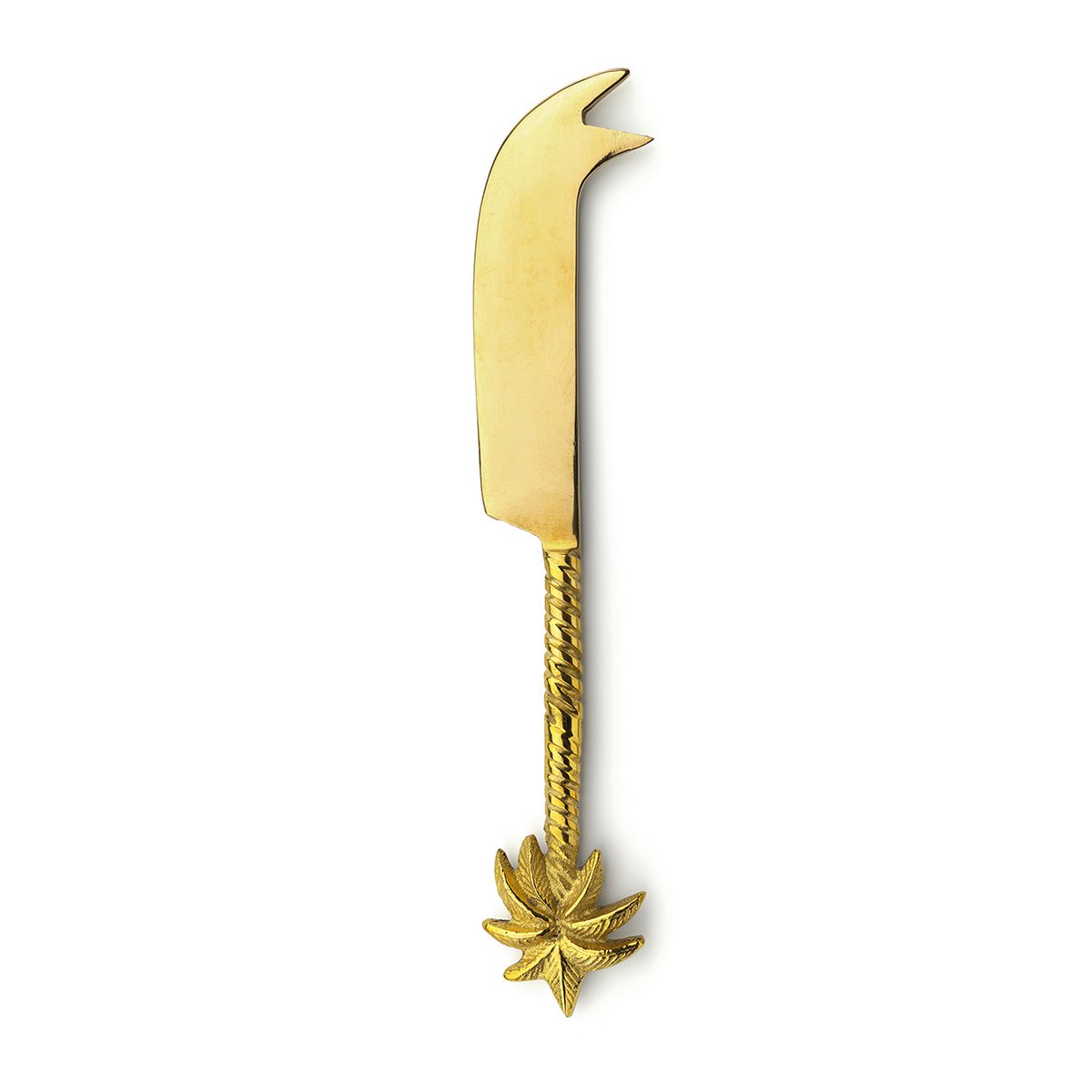 Brass Cheese Knife - Palm Tree Design, Gold Finish