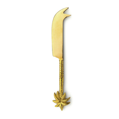 Brass Cheese Knife - Palm Tree Design, Gold Finish