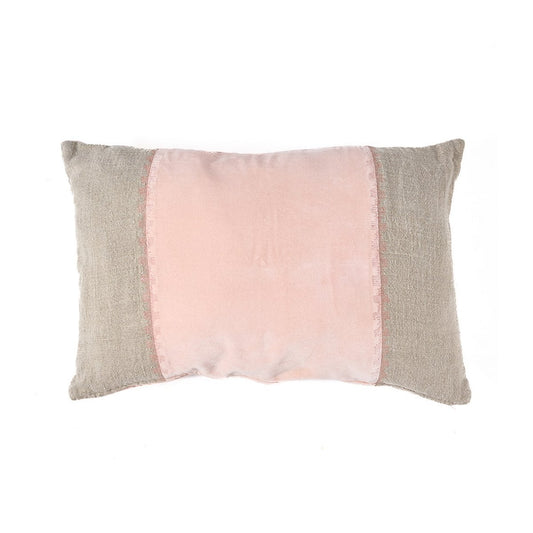 Linen Cushion Cover - Natural Pink Velvet Accent Pillow - 30x50