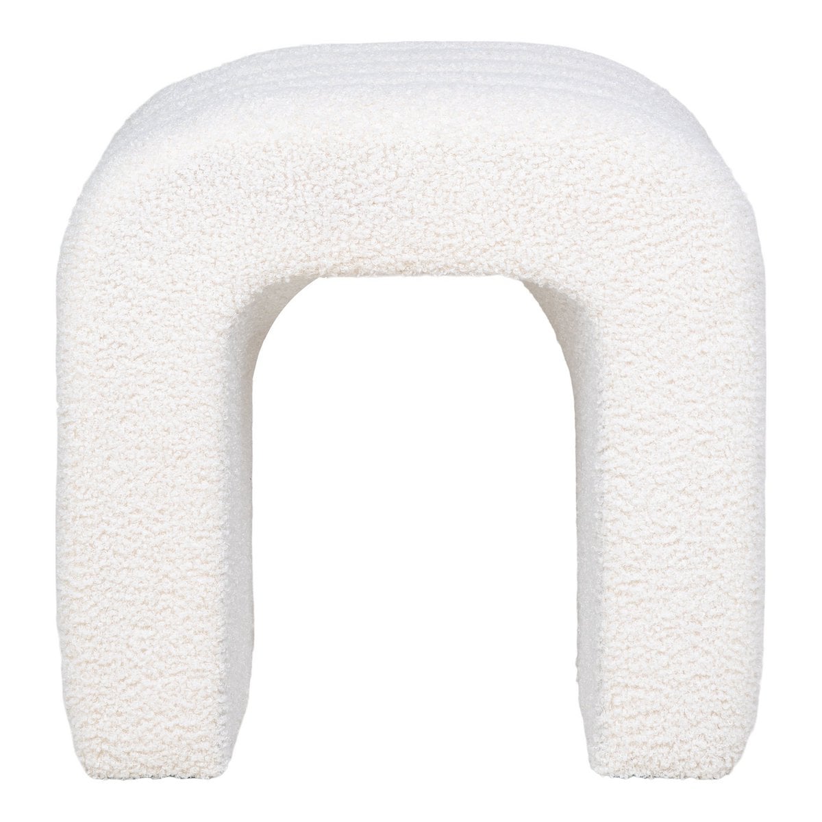 Colma Pouf - MDF, Pinewood, Foam, Polyester, White - 41x36.5 cm
