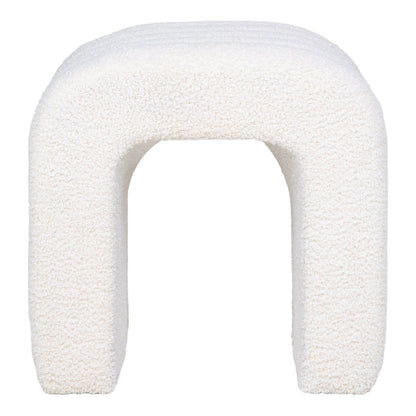 Colma Pouf - MDF, Pinewood, Foam, Polyester, White - 41x36.5 cm