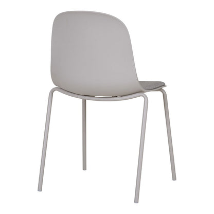 Light Grey Fabric Dining Chairs - Modern Stackable Set of 2