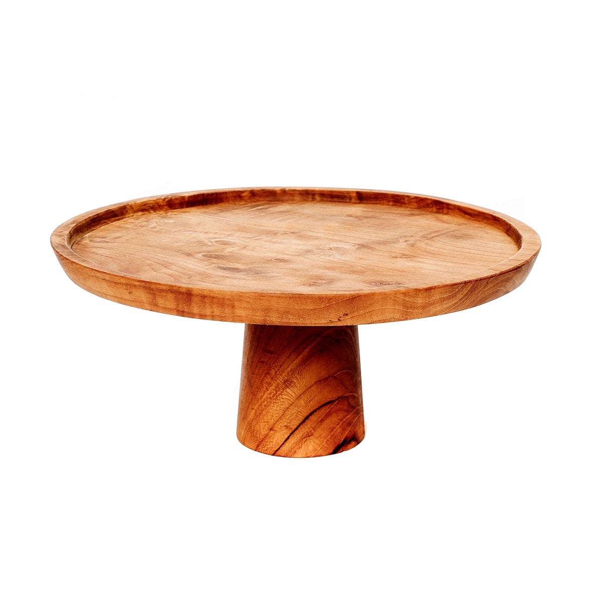 Teak Root Cake Dish - Rustic Wooden Stand