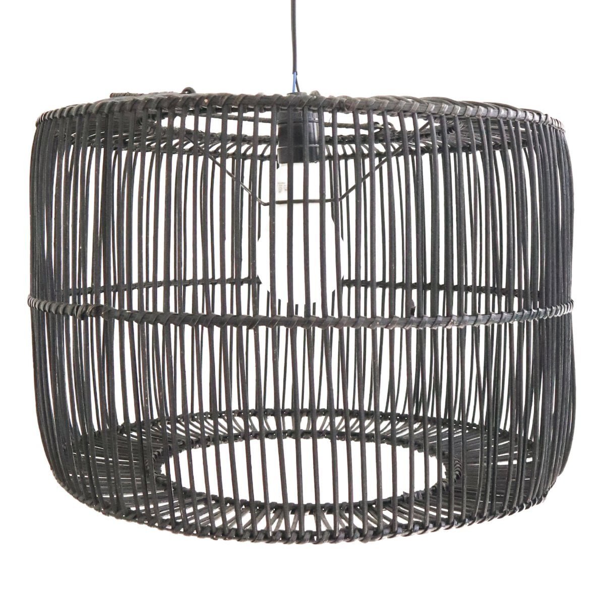 Lampshade Black Rattan Ceiling Lamp Pendant Handmade from Natural Fibres LIKU (2 sizes)