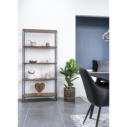 Oak Look Wall Shelf - Modern Steel Frame Bookshelf, 80x36x170cm