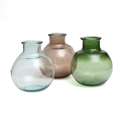 Recycled Glass Vase - Blue Bubble Design, Artistic Centerpiece
