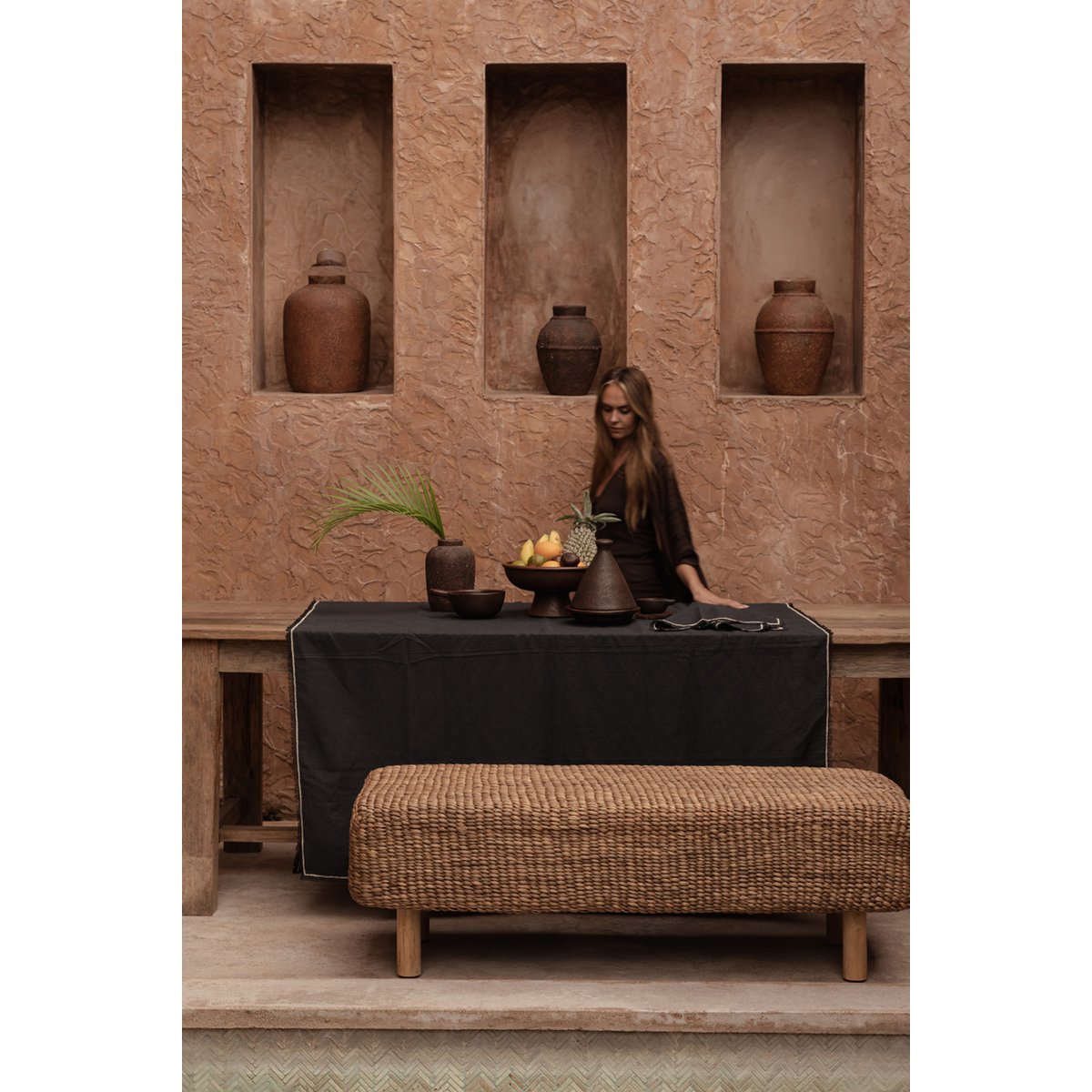 The Tuscany Tablecloth - Black Natural - 150x250