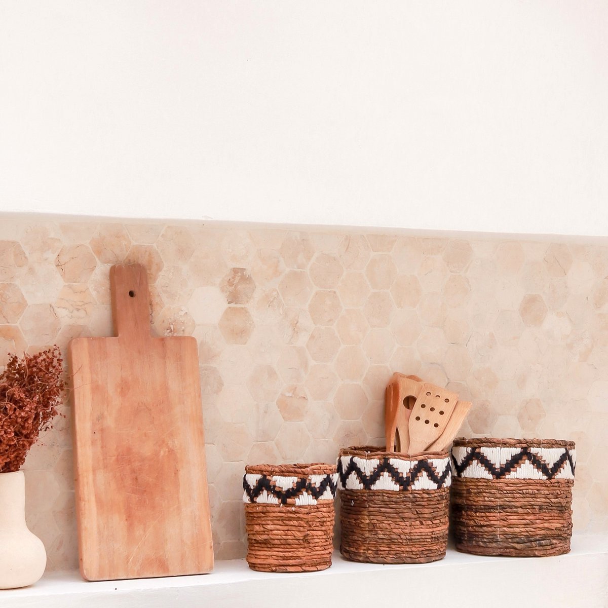 Woven Basket - Boho Macrame Basket for Plants or Storage