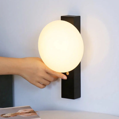 Black Wooden Wall Lamp Cordless – Rechargeable Dimmable LED Light