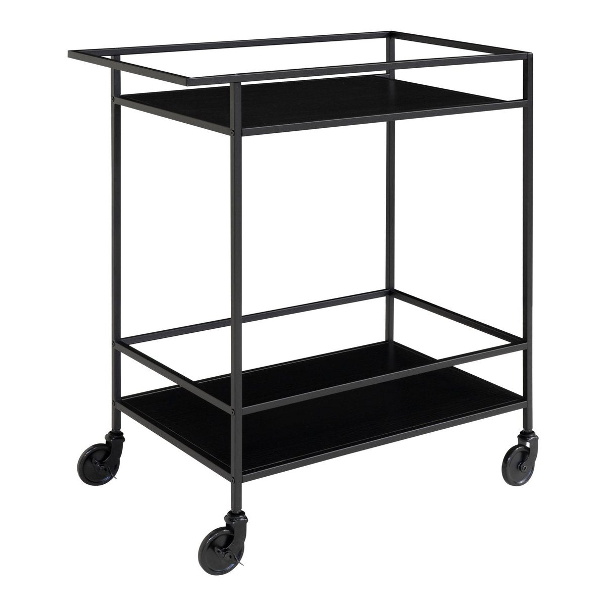 Steel Bar Trolley - Black Modern Serving Cart, 68x40x79cm