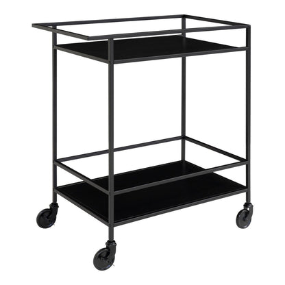 Steel Bar Trolley - Black Modern Serving Cart, 68x40x79cm