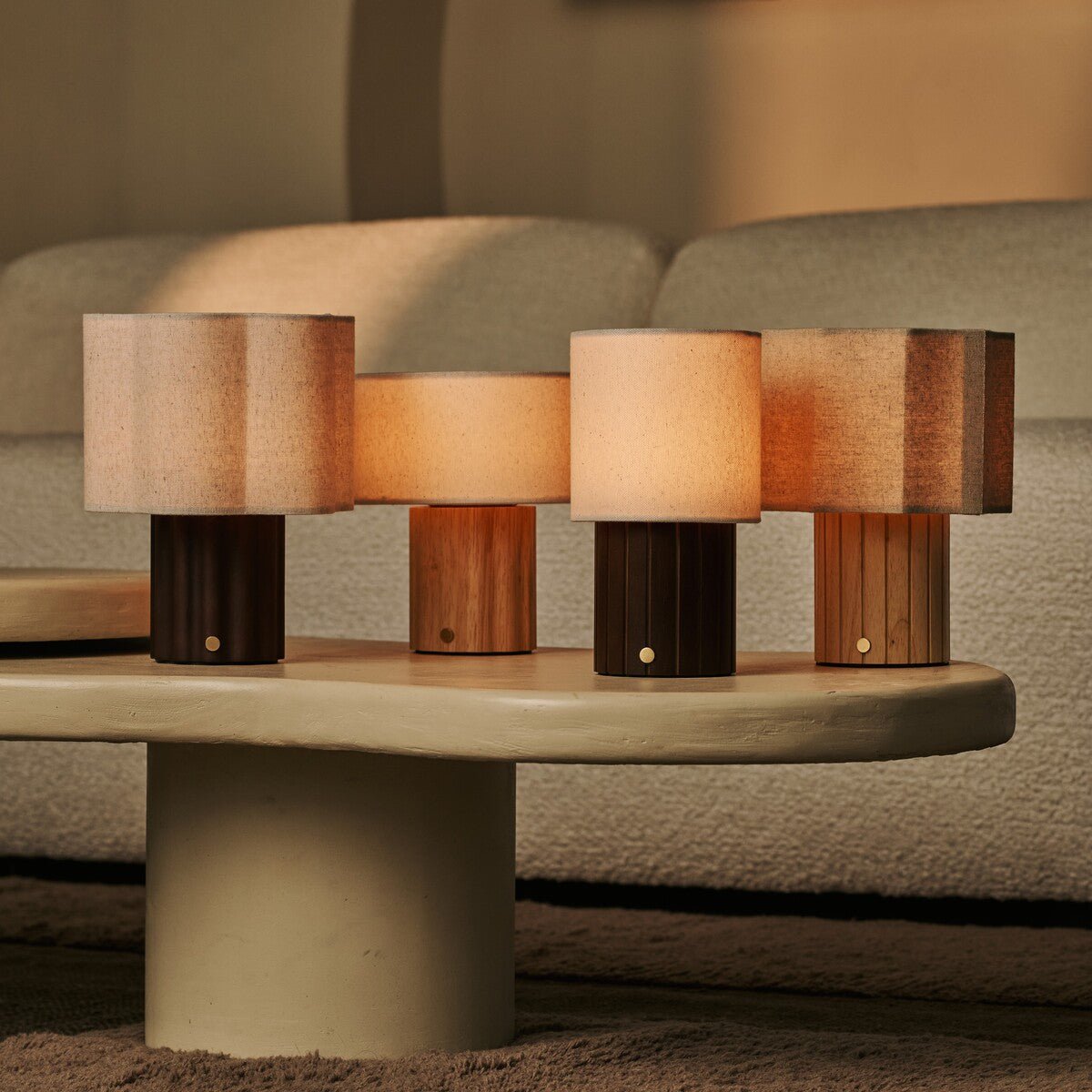Bianca Dark Brown Rechargeable Table Lamp | Stylish, Functional & Linen Blend