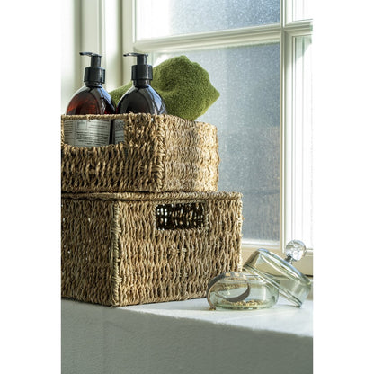Seagrass Baskets Set - Natural Woven Storage Baskets - Set of 2
