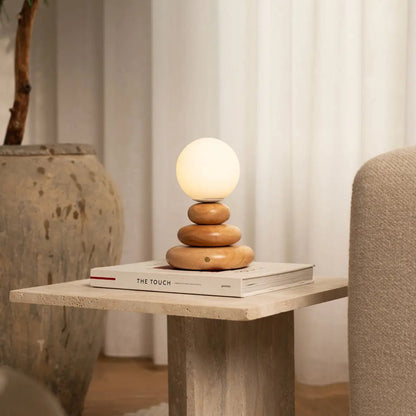 Isabella Light Brown Wooden Rechargeable Lamp | Dimmable, Cordless & Warm Light