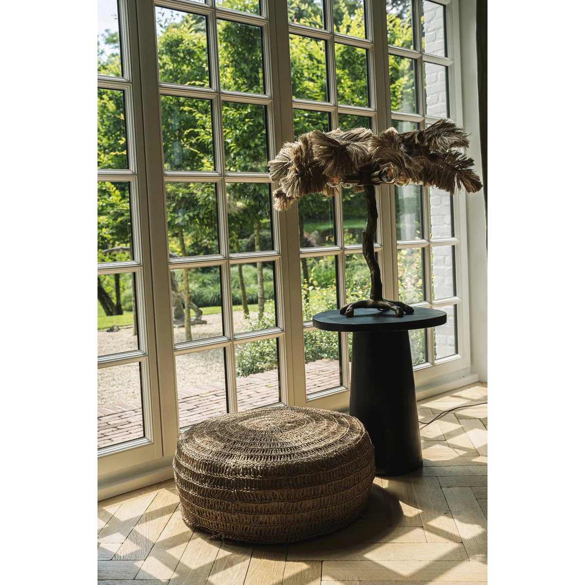 Wooden Side Table - Black Conical Accent Table, 50cm