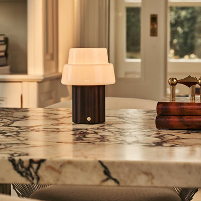 Laurent Dark Brown Rechargeable Table Lamp | Up to 100 Hours of Light, Versatile & Wood