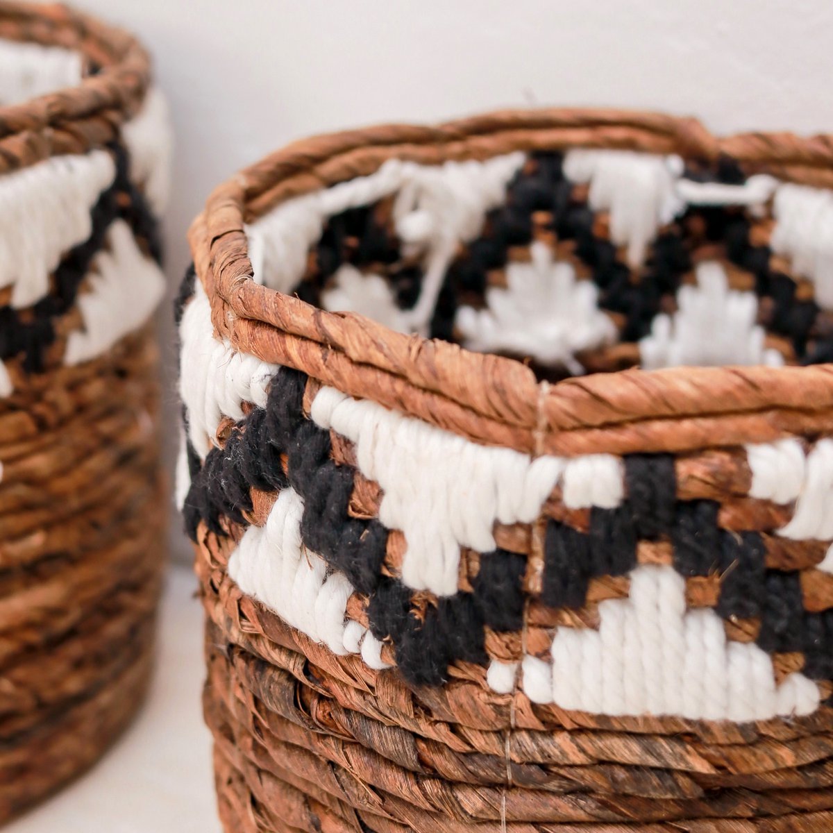 Woven Basket - Boho Macrame Basket for Plants or Storage