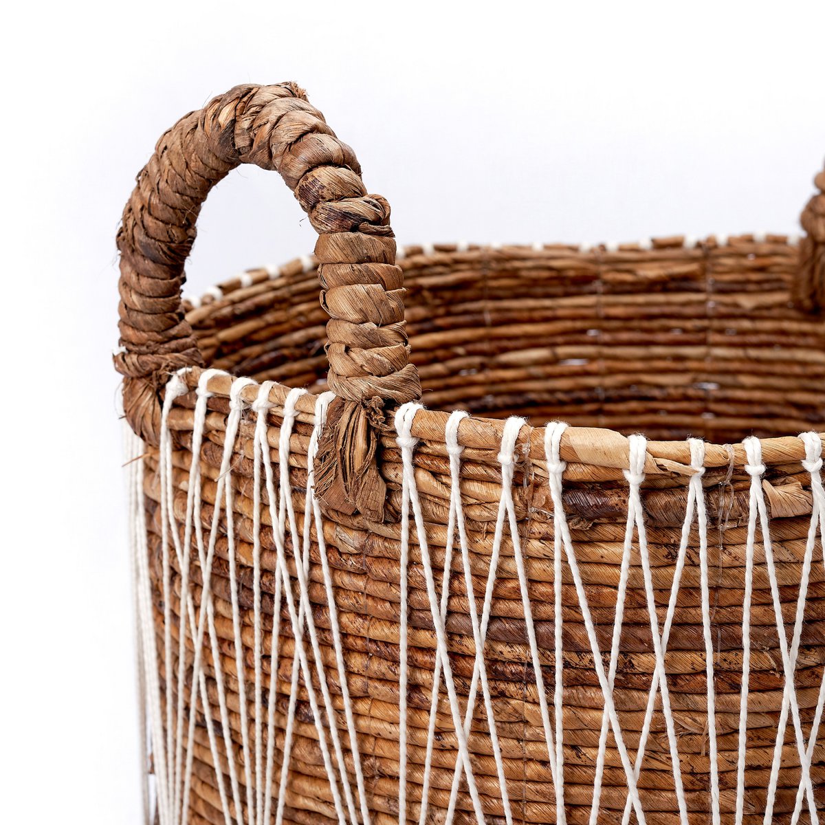 Banana Fiber Laundry Basket - Boho Plant & Storage Basket