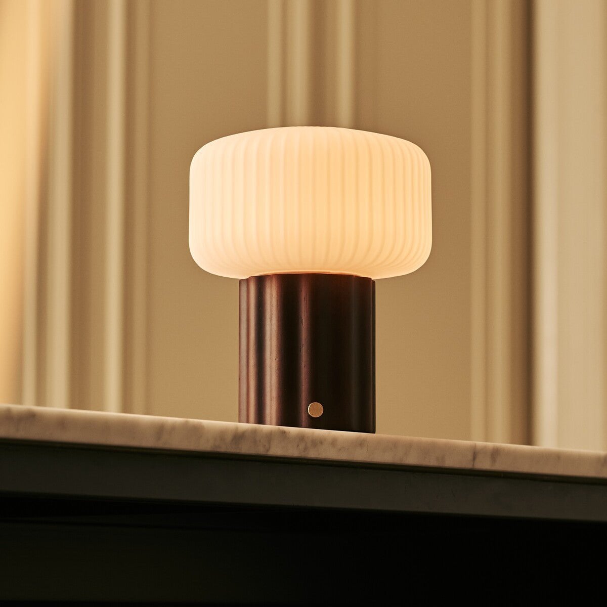 Cordless Table Lamp - Dark Brown Rechargeable Lamp with 3 Light Modes