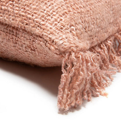 Cotton Cushion Cover - Salmon Pink Boho Pillow, 35x100 cm