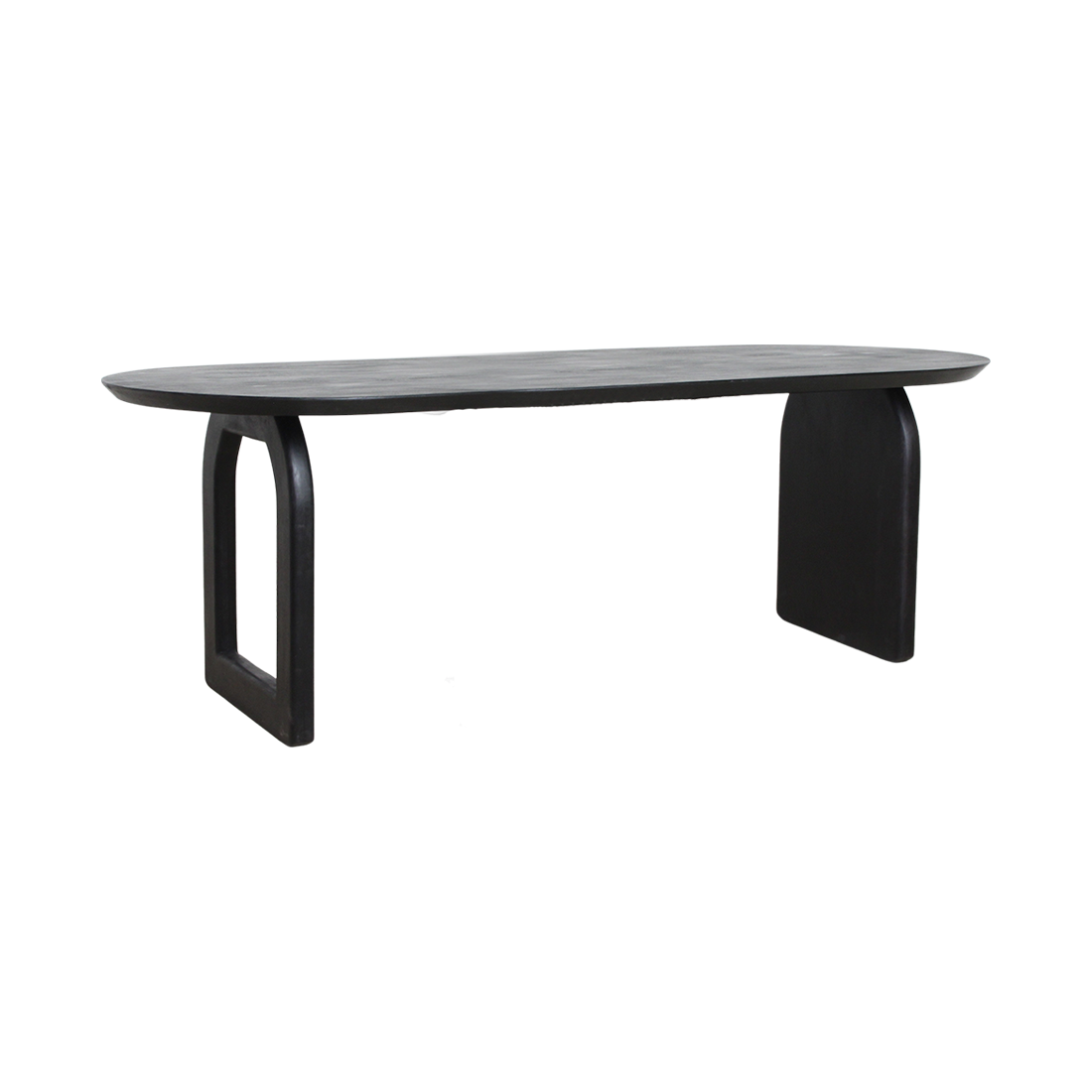 Mango Wood Dining Table - Black Bullnose Edge, Modern Style