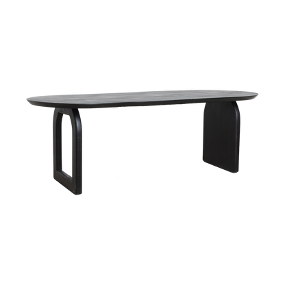 Mango Wood Dining Table - Black Bullnose Edge, Modern Style