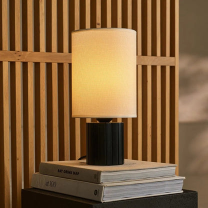 Black Table Lamp with Beige Shade – E27 Cozy Desk Light