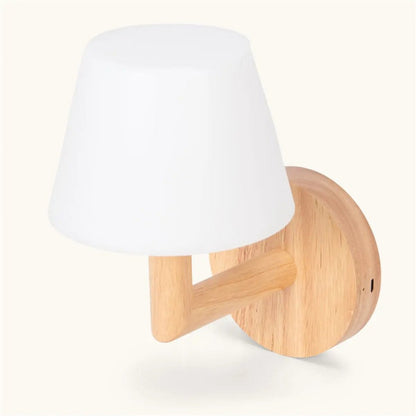 Ted Light Brown Wooden Rechargeable Wall Lamp | Cordless & Dimmable Lighting