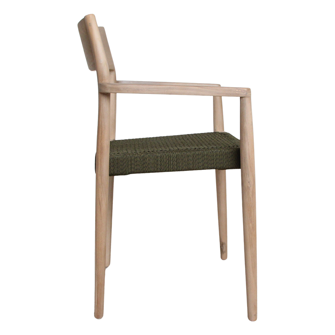 Teak Garden Chair with Armrests – Freya Green Rope & Light Teak