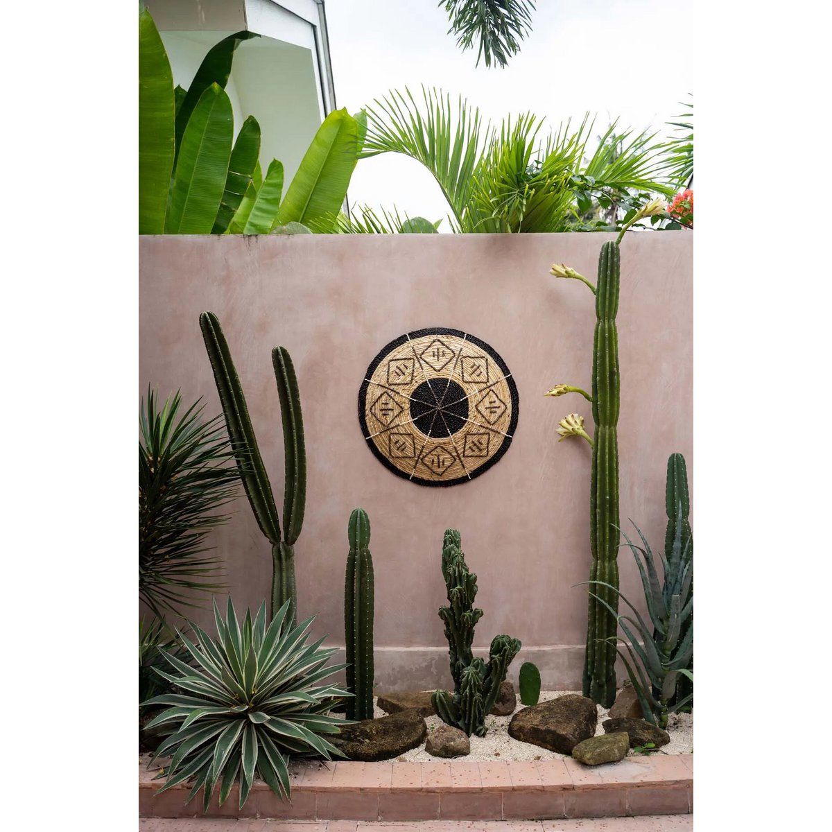 Woven Wall Plate - Handwoven Ethnic Decor with Black Details