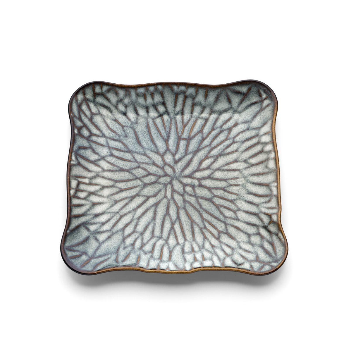 The Lotus Ice Square Plate - Grey Brown - L