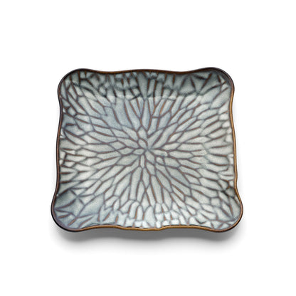 The Lotus Ice Square Plate - Grey Brown - L