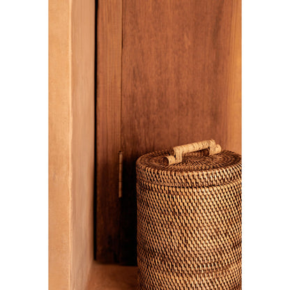 Rattan Storage Basket – Natural Brown Lidded Bin
