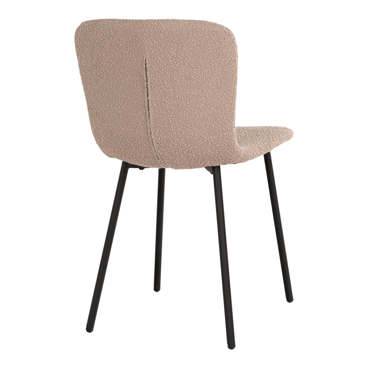 Bouclé Dining Chairs - Beige with Black Legs - Set of 2