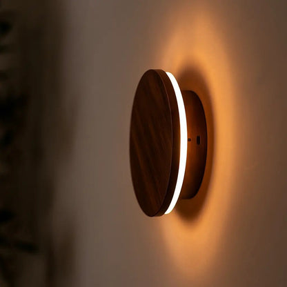 Walnut Cordless Wall Light - Rechargeable Dimmable Touch Light