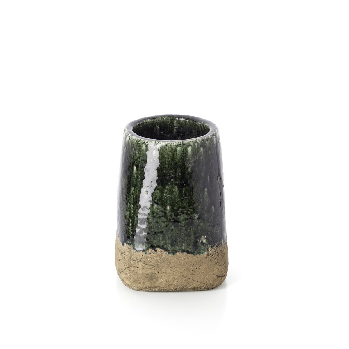 Concrete Planter - Green Conical Plant Pot, Large