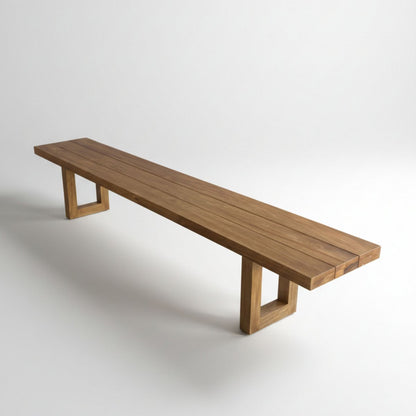 Natural Teak Wood Bench with Square Foot – 280cm