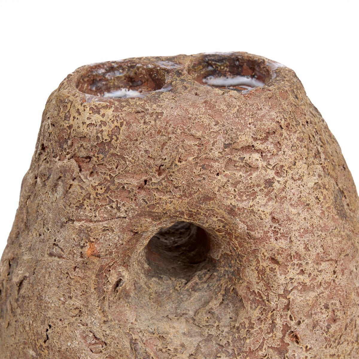 Terracotta Candle Holder - Modern Totem Style - Brown