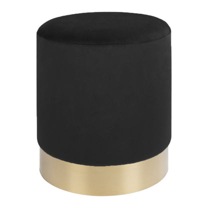 Gamby Pouf - Velvet, Steel, Black - Ø34x43 cm