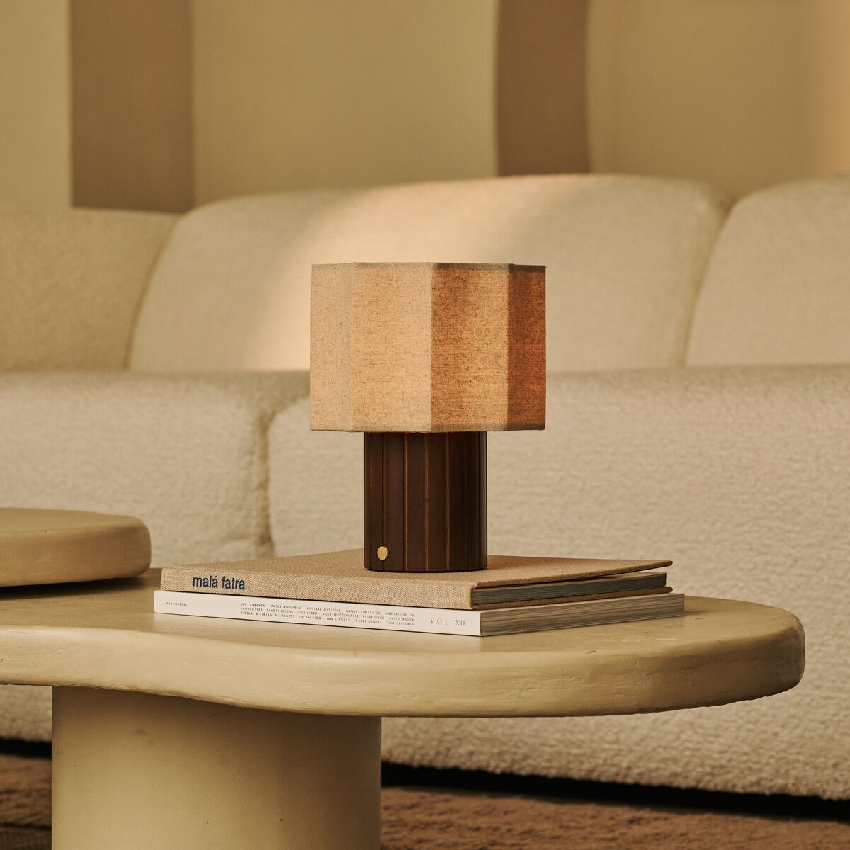 Channa Dark Brown Rechargeable Table Lamp | Linen Blend, Stylish & Functional