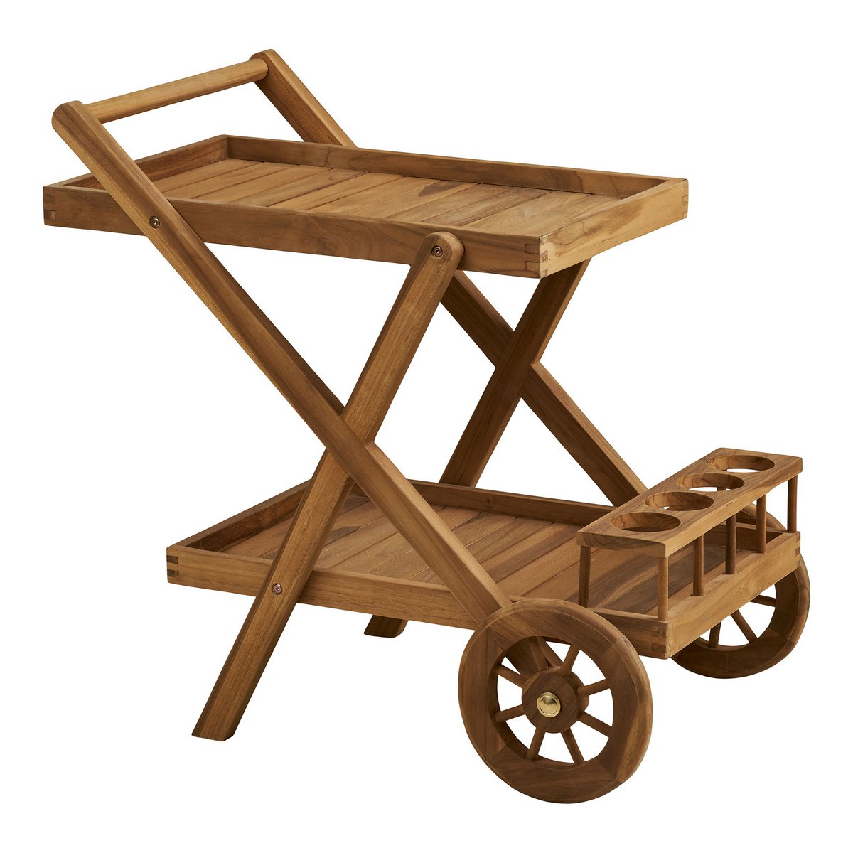 Teak Tea Trolley – Natural Wood Serving Cart, 86x50x81 cm