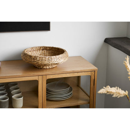 Water Hyacinth Tray - Natural Woven Serving Tray, Ø40x12cm